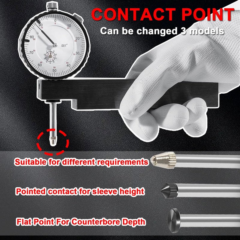 mooncar 6434 Cylinder Bore Gauge Sleeve Height/Counter Bore Gauge Suitable for All Diesel Engines,Gauge Range 0-1.00" Graduation 0.001" Reading 0-100 - Image 4